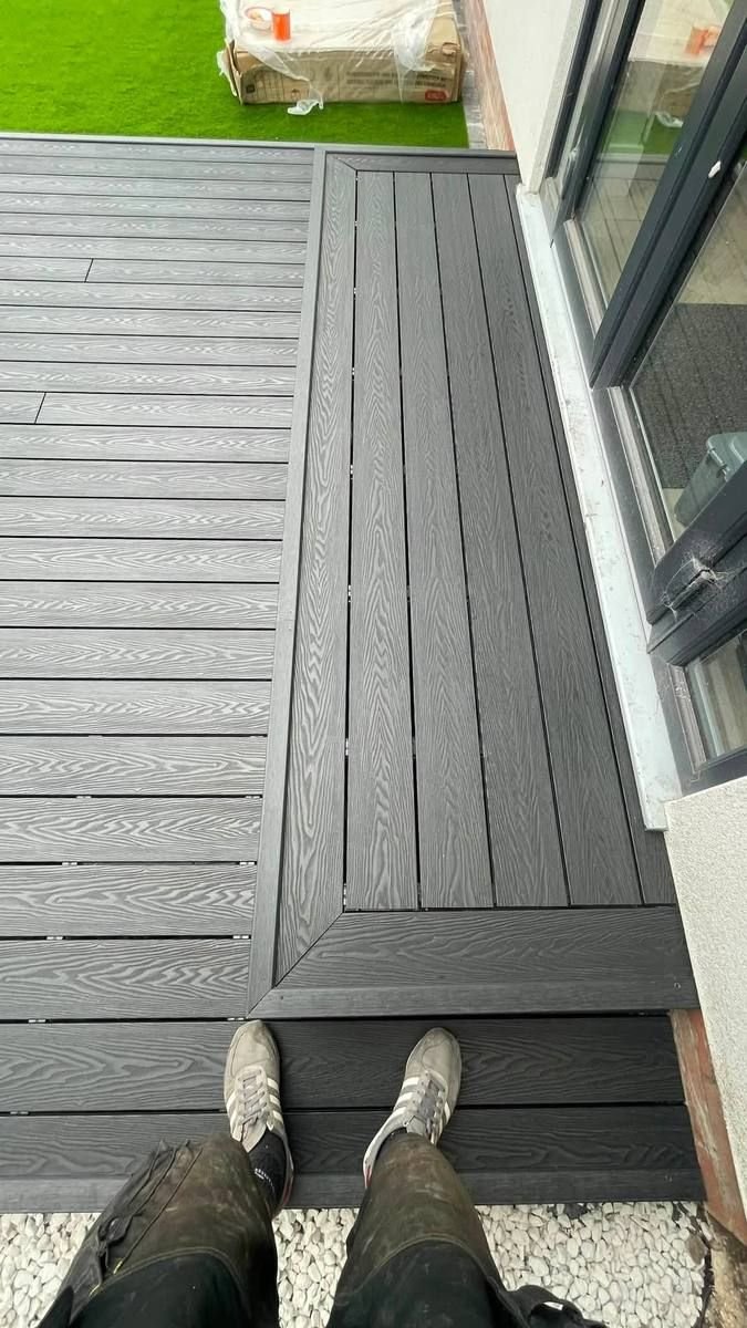 Grey composite woodgrain decking installed by RY Garden & Landscaping